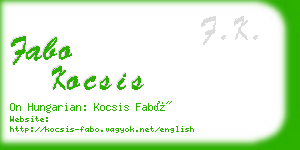 fabo kocsis business card